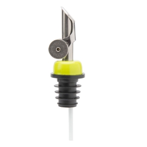 stainless steel pour spout with a bright yellow collar - Olive Oil Pour Spouts