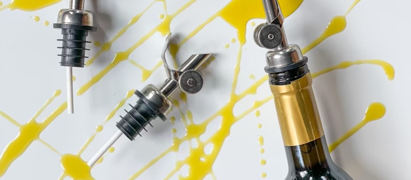 Olive Oil Pour Spouts With Olive Oil Bottle and Extra Virgin Olive OIl