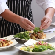 chef plating dishes in a restaurant - Anytime Olive Oil Products olive oil pour spouts
