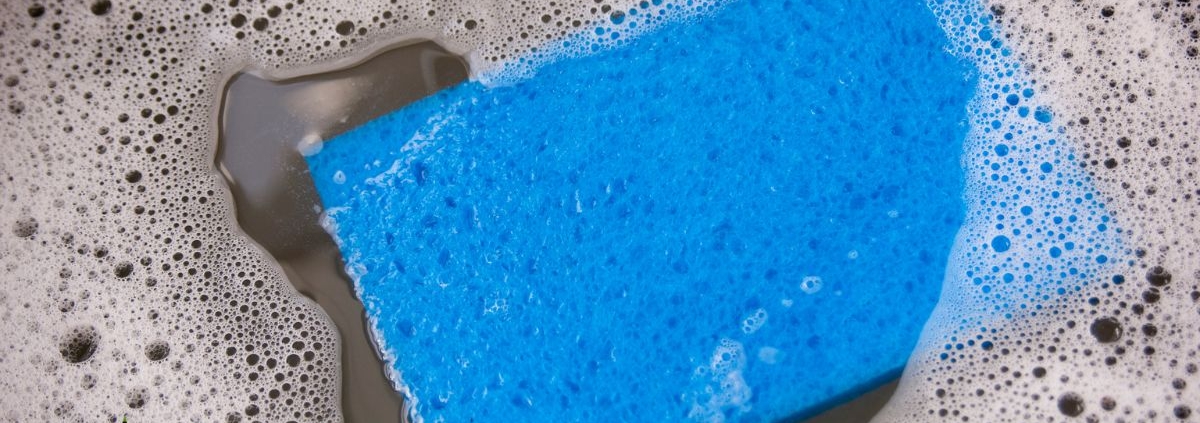 blue sponge floating in soapy water - Anytime Bar Supplies Olive Oil Pour Spouts stainless steel olive oil pour spout