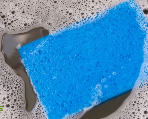 blue sponge floating in soapy water - Anytime Bar Supplies Olive Oil Pour Spouts stainless steel olive oil pour spout