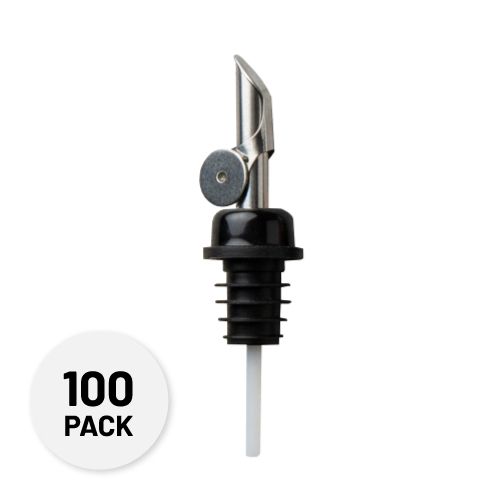 silver pour spout with a black collar - Olive Oil Pour Spout