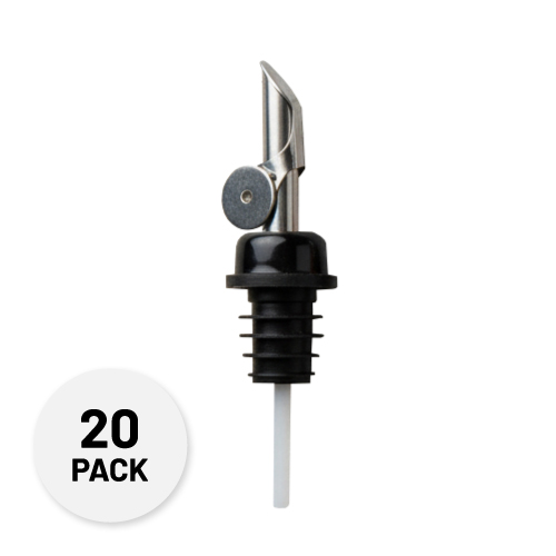 silver pour spout with a black collar - Olive Oil Pour Spout