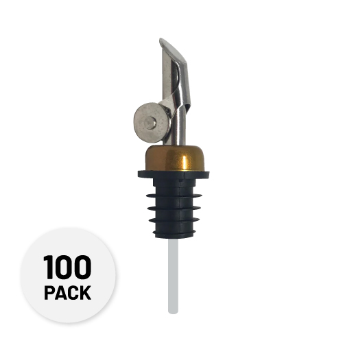 silver pour spout with a gold collar - Olive Oil Pour Spout