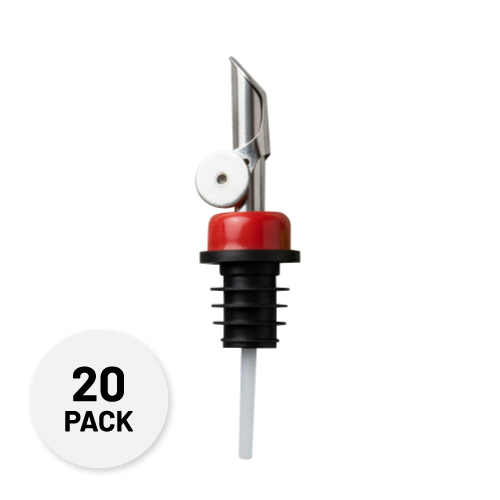 silver pour spout with a red collar - Olive Oil Pour Spout