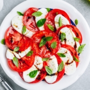 mozzarella and tomato salad with balsamic vinaigrette glaze - Anytime Olive Oil Products mastering flow control